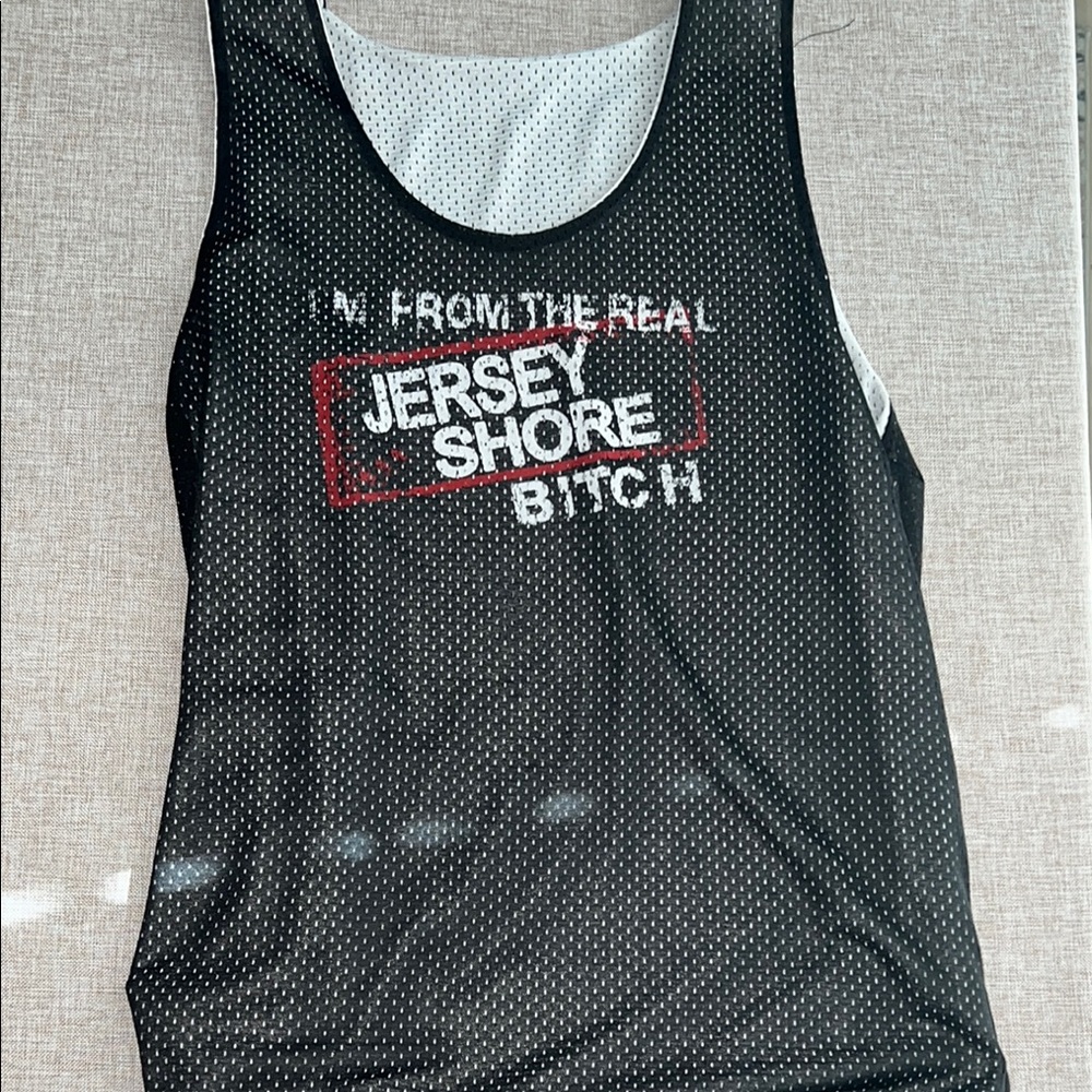 Jersey Shore Graphic Tank Top - Black and White